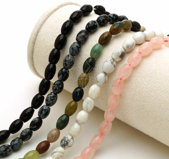 [엔비즈] 쌀알모양 천연원석 6x8mm DIY 원석팔찌 만들기재료