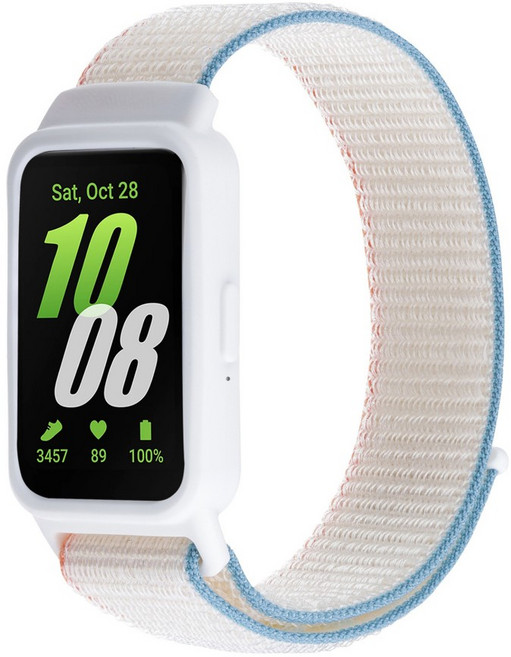 갤럭시 핏3 밴드 TPU 프레임 일체형 나일론 벨크로 스트랩 손목 둘레 150~185mm 호환, 1개, #9 크림 화이트