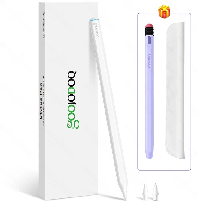 GOOJODOQ GD13 스타일러스 펜 iPad Pencil Air 4 5 Pro 11 12.9 2018 2020 2021 Mini 6 Palm Rejection, 01 Gradient Purple