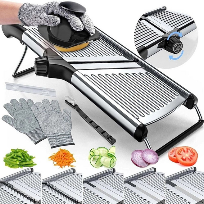 만도린 조절식 슬라이서/만능 채칼 야채, B. 블랙 영어 포장  글러브 브러시, 1개