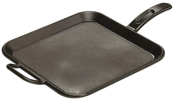 Lodge BOLD 루프 손잡이가 있는 30.5cm(12인치) 시즈닝 주철 사각 그리들 디자인 포워드 조리기구, 그릴 팬