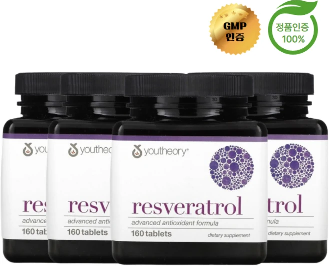 2+2 Youtheory 레스베라트롤 160정, 4개 - 쿠팡