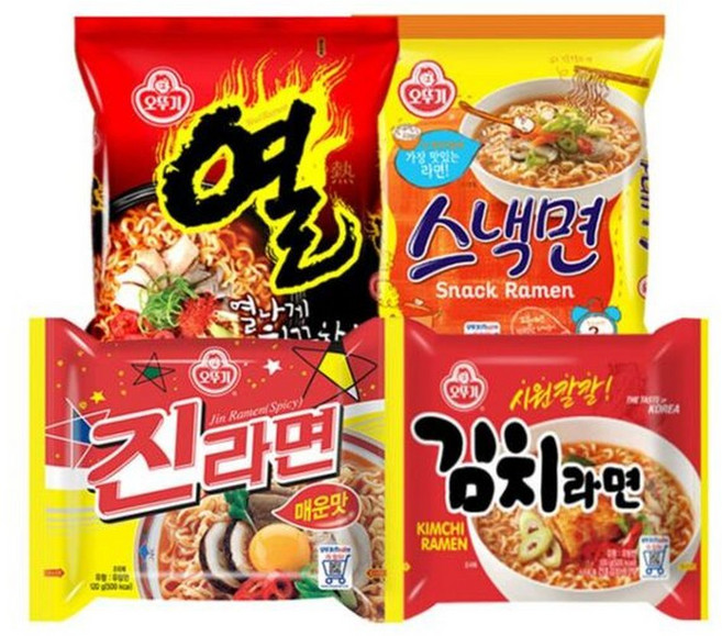 진라면 5입 + 열라면 5입 + 스낵면 5입 + 김치라면 5입