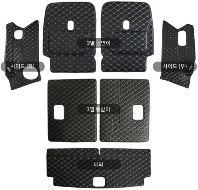 DK 모하비 더마스터 일체감 깔끔정리 트렁크가죽매트 남편차 남친선물 스크레치방지 깔개, 트렁크매트+패널(램프 유), 6인승