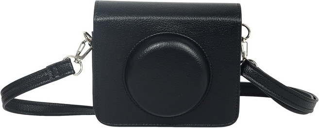 코닥 C300R 미니 샷 3 레트로 2-in-1 뉴 카메라와 호환되는 PSP 보호 카메라 케이스 조절 가능한 어깨 스트랩이 있는 맞춤형 PU 가죽 가방 컴팩트한 휴대용 보관함블랙, Black