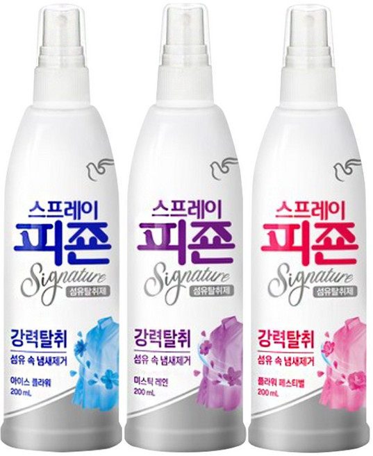 피죤 스프레이 200ml ( 아이스플라워 1개 + 미스틱레인 1개 + 플라워페스티벌 1개 ) / 시그니처 섬유탈취제, 3개