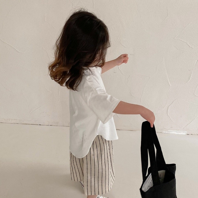 小不點兒 兒童圓弧短袖T恤 親子裝 純色棉質童裝 男女童T恤 (90cm-140cm)