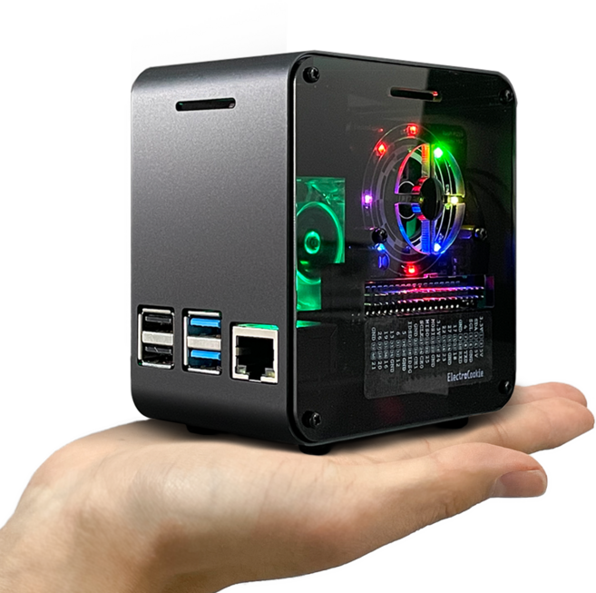 라즈베리파이 4 전용 미니 데스크탑 알루미늄 방열 케이스 [무광 블랙 바디], 무광블랙/그레이