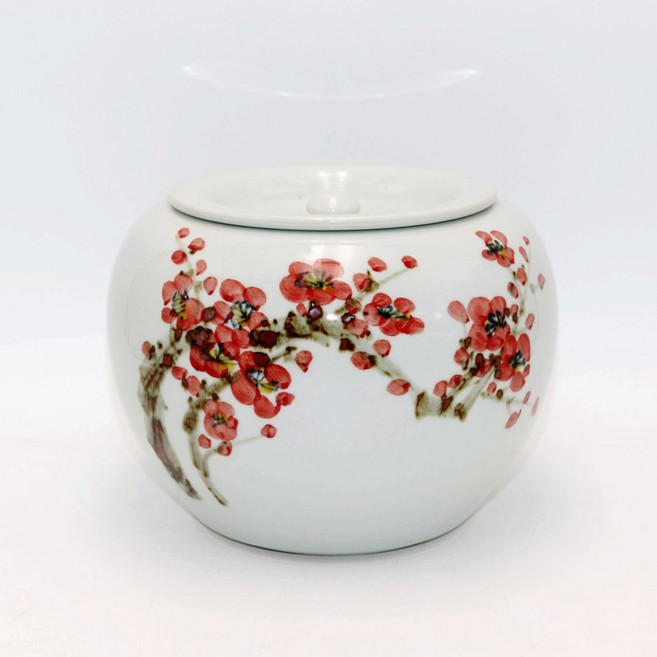 백자 도자기 요강 매화 그림 핸드메이드 중