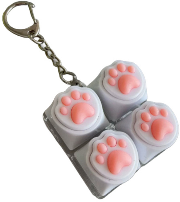 치프몰 고양이발 키보드 열쇠고리, 1개, 사각 4캡