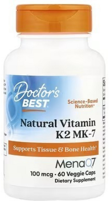 Doctor's Best Natural Vitamin K2 MK-7 維生素K2膠囊 100微克 60粒素食膠囊, 1個