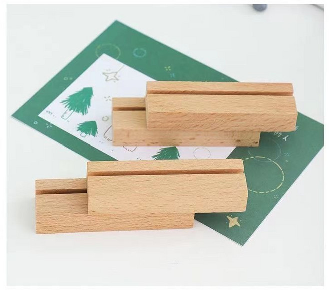 다있어유 고급 4P 명함 편지 엽서 가족사진 액자 우드 원목 꽂이 넘어짐방지 양면테이프 증정, 4개