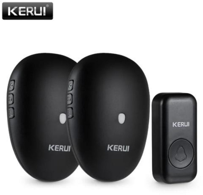 스마트 무선 현관 초인종 비디오폰 도어벨 인터폰 차임벨 스마트홈 비디오 KERUI M521 야외용 57 곡 300m 범위 홈 433MHz 방수 버튼 플러그 앤 플레이, 19) 2receiver 1button-BK - EU