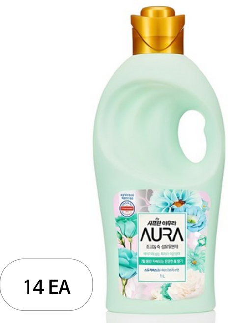 아우라 초고농축 섬유유연제 스모키머스크 자스민 향, 1L, 14개
