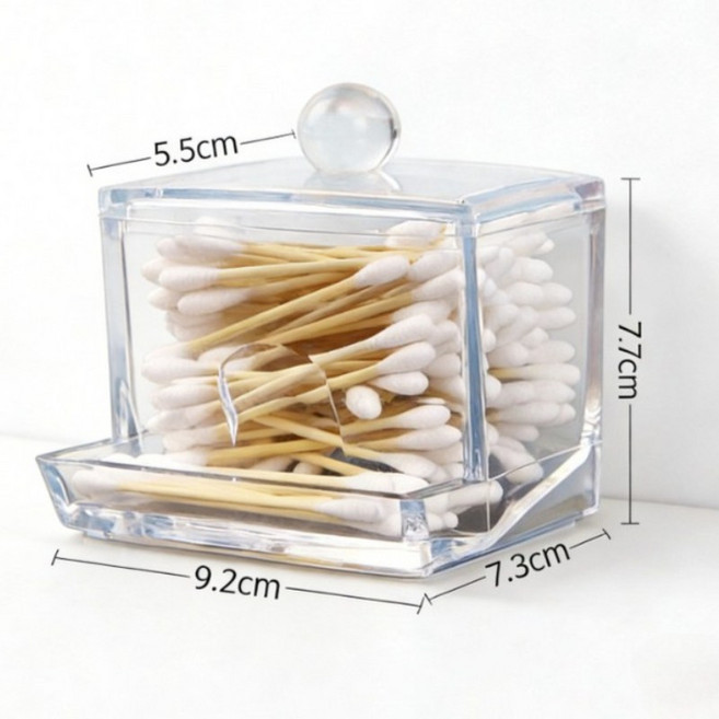 면봉 케이스 수납정리함 저장 상자 위생적인 면봉 정리 수납 케이스, 투명, 1개