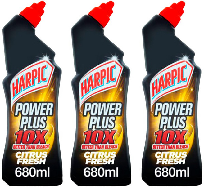 하픽 파워 플러스 10X 화장실 청소 세제 클리너 시트러스향 680ml 3개
