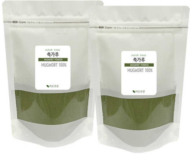 부드럽고 풍성한 맛의 국산 쑥가루 100% 쑥라떼 쑥차 파우더 지퍼백, 100g, 2개