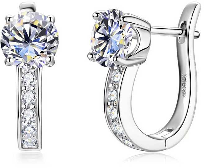 1캐럿 모이사나이트 귀걸이 925순은 14K도금 U자형 데일리 주얼리 여성 생일선물 알레르기방지