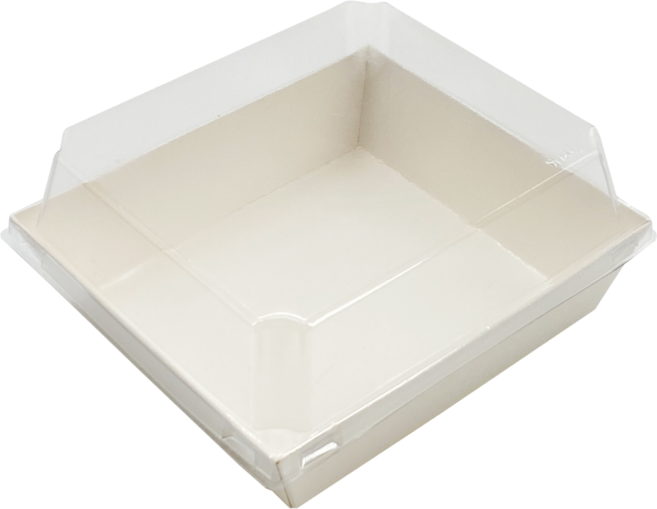 [당일발송] 정담 종이 샌드위치 용기 + PET 뚜껑, 5세트, 100개입, 화이트