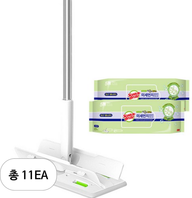 스카치브라이트 올 터치 더블 액션 막대걸레 대형 + 베이직 더블액션 플러스 물걸레 청소포 대형 25매 x 2p, 11세트