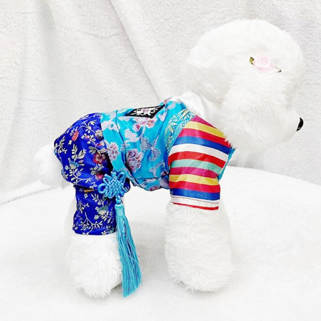 fooi 귀여운 강아지한복 핸드메이드 애견 한복 고양이한복, 파랑, 1개