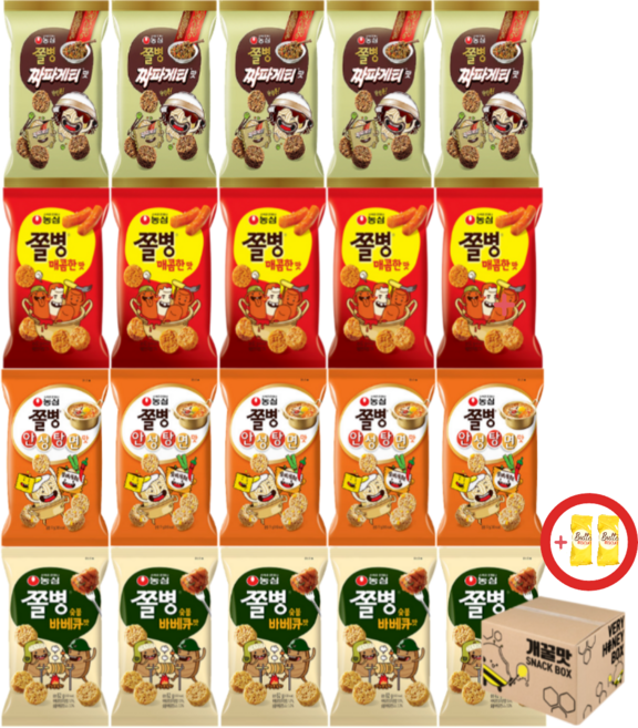 [스낵365] 쫄병스낵 짜파게티맛5개+매콤한맛5개+안성탕면맛5개+바베큐맛5개(총20개)