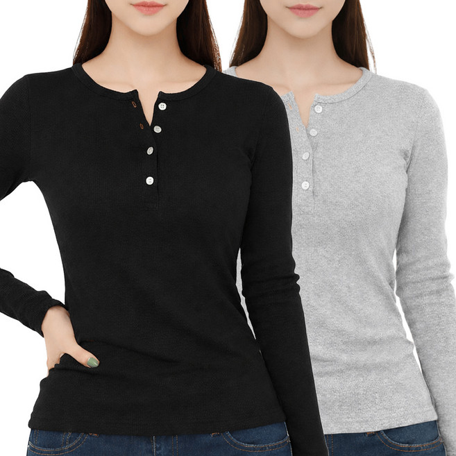 로로스키니 여성 티셔츠 1+1 슬림핏 긴팔 데일리 여자 기본 티