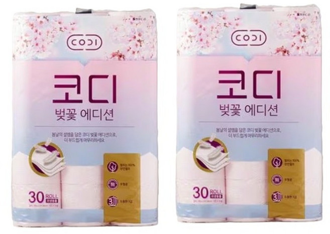 코디 벚꽃에디션 화장지 (기간한정), 2세트, 30롤, 30m