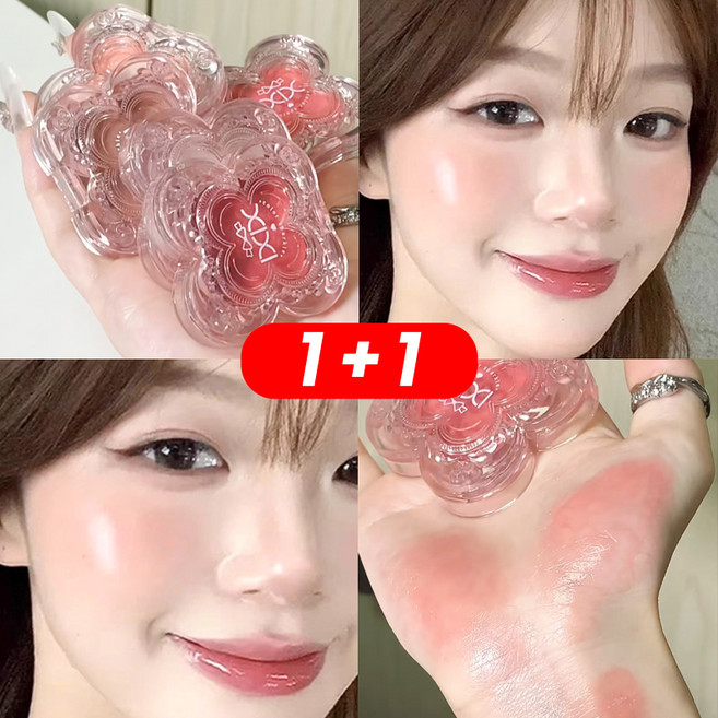 [완벽밀착!] 물광 크림 블러셔 립 앤 치크 밤 발색 좋고 지속력 좋은 치크블러셔 워터프루프 베이스 무너짐 없음, 2개, 01 달빛 티어