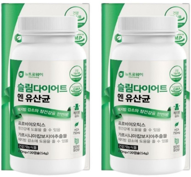 다이어트 유산균 비피도박테리움롱검 프로바이오틱스 HCA 체지방 감소, 2개, 120정