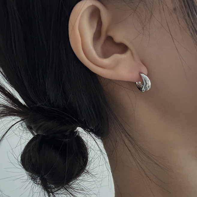 티어드롭 써지컬스틸 물방울 볼드 데일리 원터치 링귀걸이