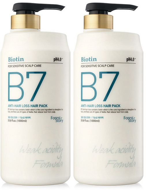 포레스트스토리 B7 안티 헤어 로스 약산성 헤어팩, 2개, 1L