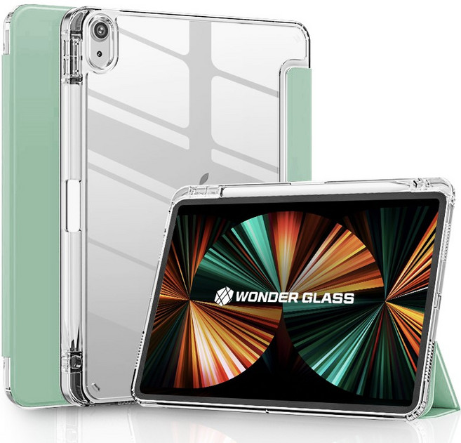 원더글라스 에어 가드 투명 아크릴 애플펜슬 충전 수납형 아이패드 케이스, 1개, 아보카도 그린