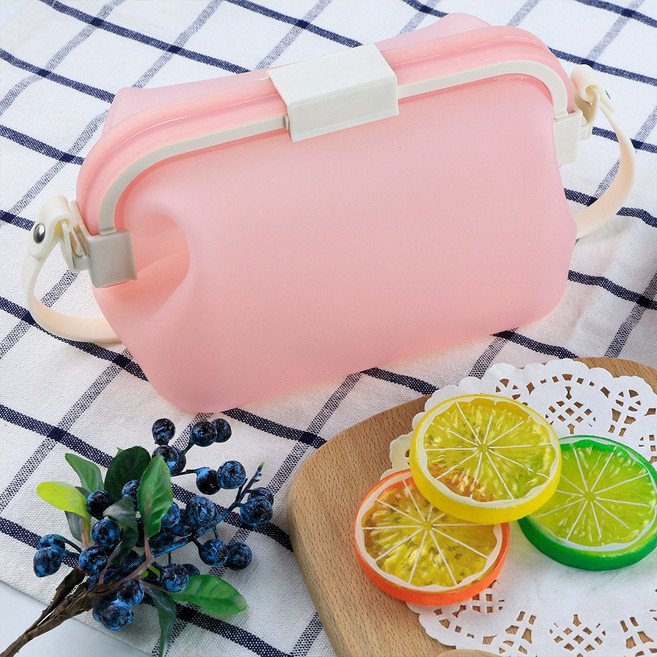 휴대용 보온보냉소품 모빌리티 실리콘 식품급 도시락가방 콤팩트 다용도 신선 보관함, 살색