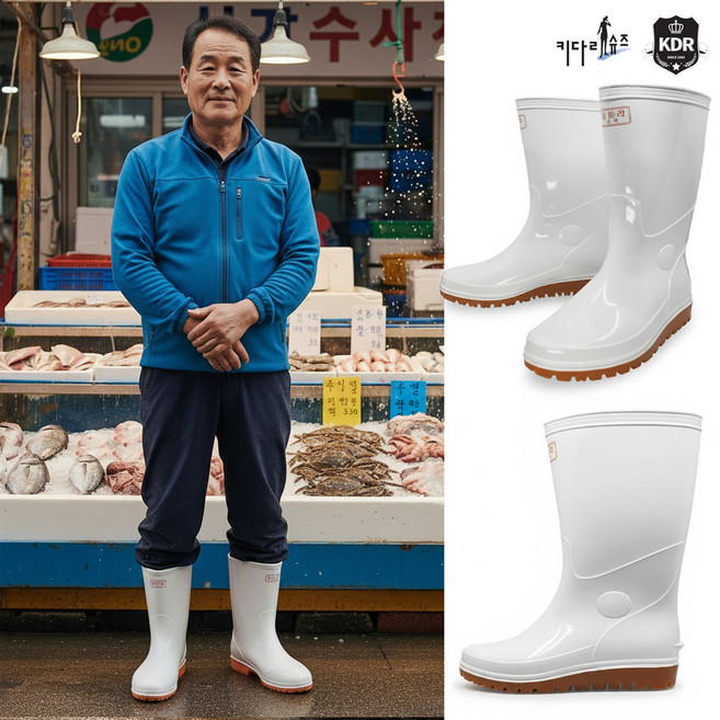 금해울트라 남자 반장화 위생장화 화이트 논슬립 국내산