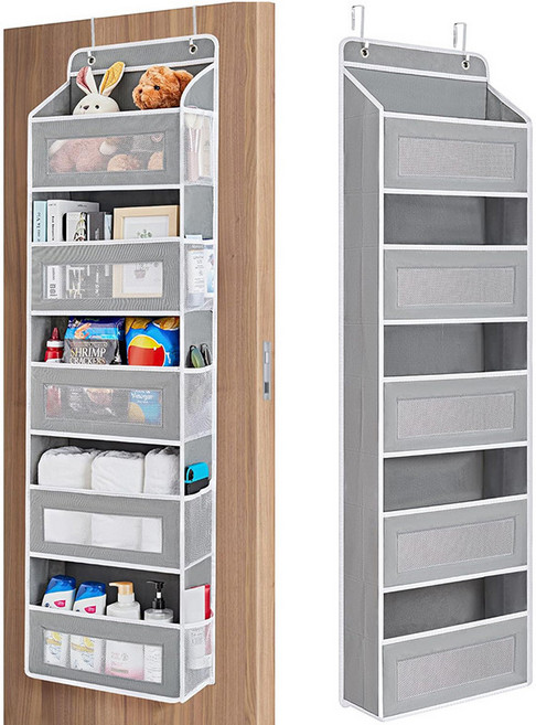 스멜모리 멀티 패브릭 문뒤 걸이식 5단 포켓 수납함, 1개, 그레이