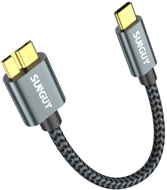 SUNGUY USB C타입 to 마이크로B 외장하드 케이블 10Gbps, 1개, 그레이, 0.15m