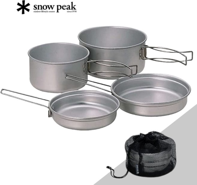 스노우피크 알루미늄 퍼스널 쿠커세트 4P 일본직배송, 1개