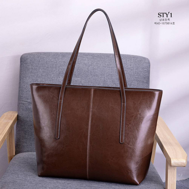 국내배송 STY1(스타1) 심플 여성 소가죽 숄더백 빅사이즈 가방 쇼퍼백 토트 크로스 고퀄리티 통가죽 30대 40대 (정품판매자 아길라 마이코디 확인필)