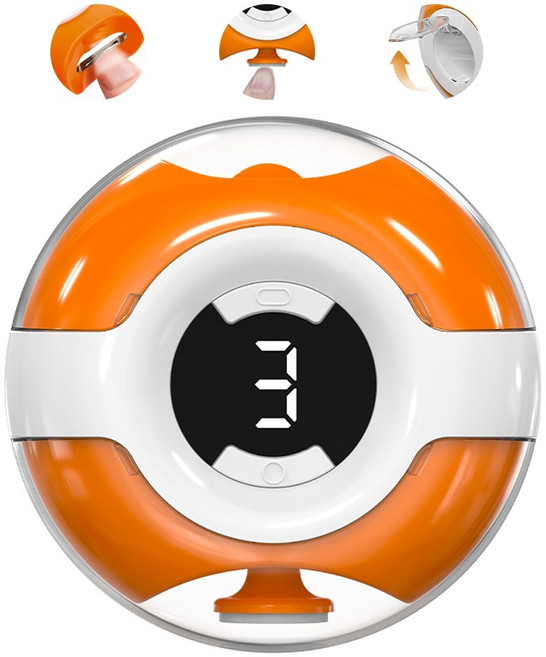 Cygoah 전동 손톱깎이 휴대용 자동 손톱깎이 손톱 정리 도구 LED 조명, 1개, 오렌지색