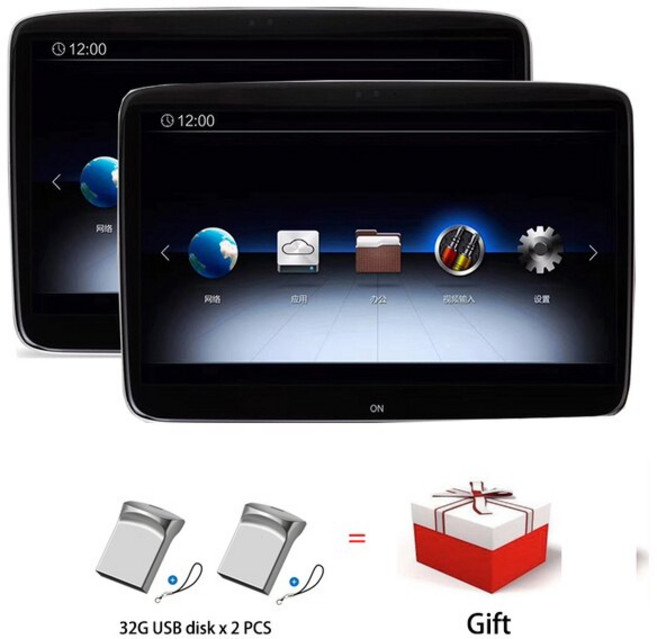 메르세데스 벤츠 뒷좌석 헤드레스트 모니터 GLS GLE V 클래스 C260 C300 CLS63 잭 디스플레이 포함, 02 Two pcs