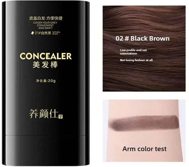 2-in-1 빗형 염색 스틱 빠른 터치업 임시 회색 머리 커버 컨실러 스틱 헤어 컬러 마무리 스틱, 01 Black B rown