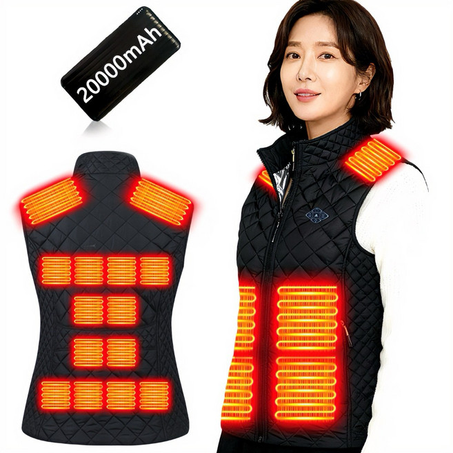 {20000mAh 보조배터리 포함} 여성 경량 발열 조끼 - 아웃도어 방한 필수템