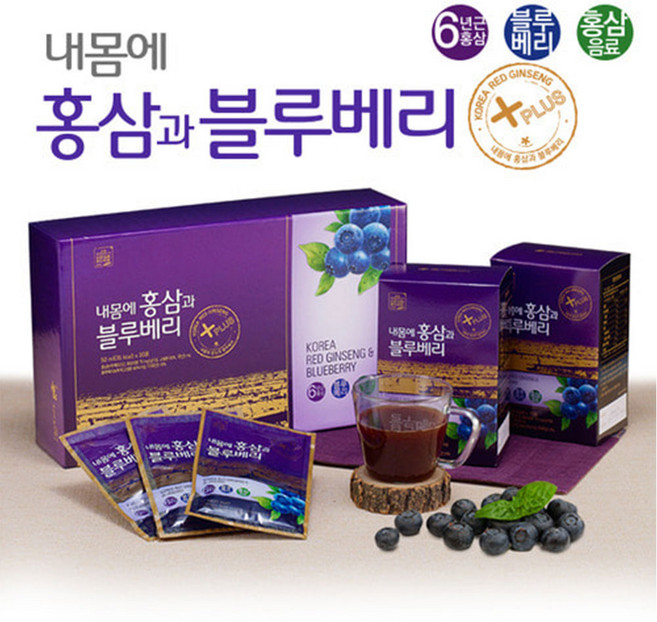 홍삼 블루베리 원액 홍삼엑기스 6년근홍삼 홍삼진액 홍삼농축액 휘게라이프, 1개, 50ml