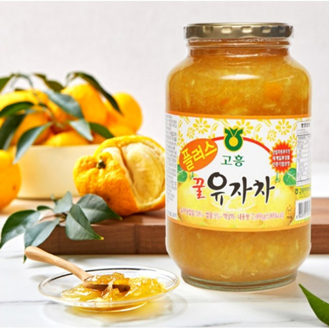 감기 예방에 좋은 고흥 유자차 1kg x 2병 고품질 유자차, 1개, 2개입