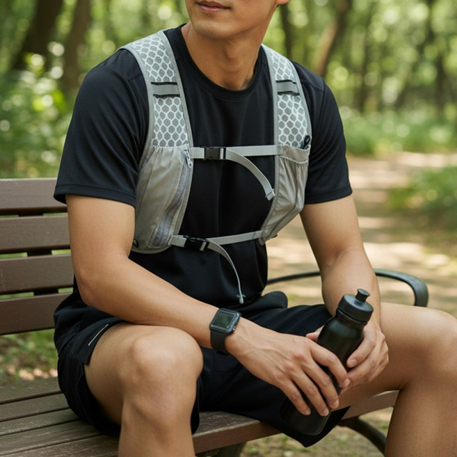 투제이 초경량 러닝조끼 등산 가방, 그레이