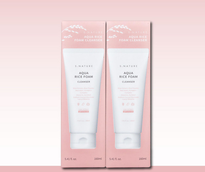 에스네이처 아쿠아 라이스 약산성 클렌징폼, 160ml, 2개