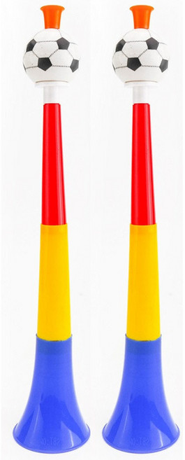 3단 신축 축구 공 모양 응원 트럼펫 스타디움 호른 스포츠 경기 파티 응원 소음 메이커, 2개, 랜덤