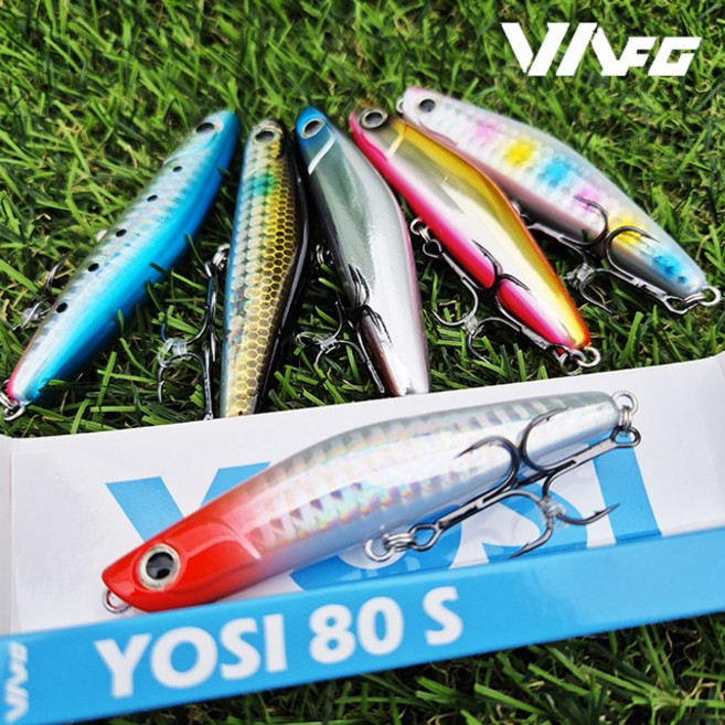 VA 요시 80S 슬로싱킹 농어 미노우 18g 하드베이트, 1개, 2번 블루홀로그램