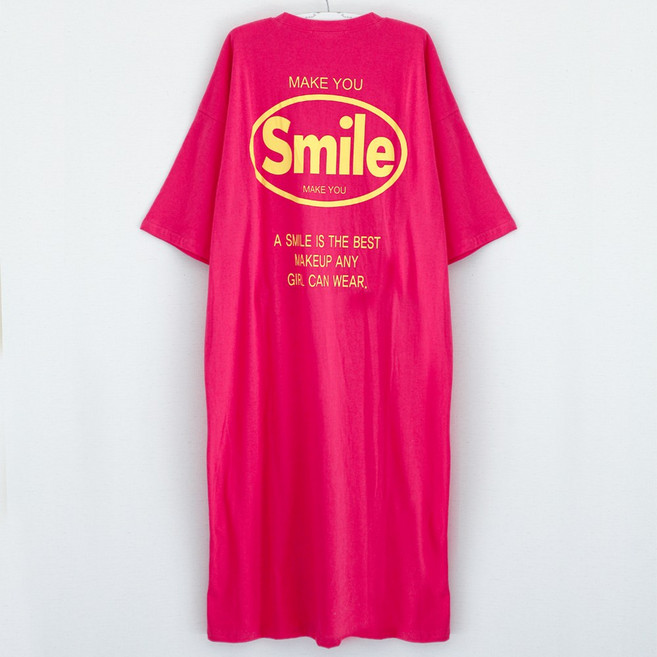 글램공감 여성용 통기성 메이크유 순면 반팔 롱 원피스 잠옷